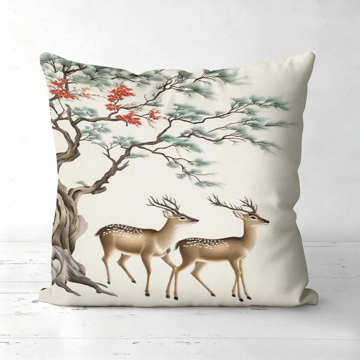 

Deer And Tree Pattern Decorative Cushion Covers Polyester pillowcase, sofa decorative cushion cov Headboard Pillow 45x45cm