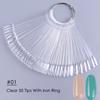 50pcs False Nail Display Tips Clear Nature Color Chart Oval Fan Style UV Gel Polish Swatch Shows Palette Practice Manicure Tools