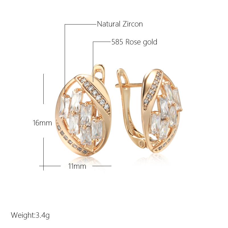 New  Rose Gold Color Earrings Daily Fashion Wedding Jewelry Luxury For Women Natural Zircon Earrings Pendant Jewelry