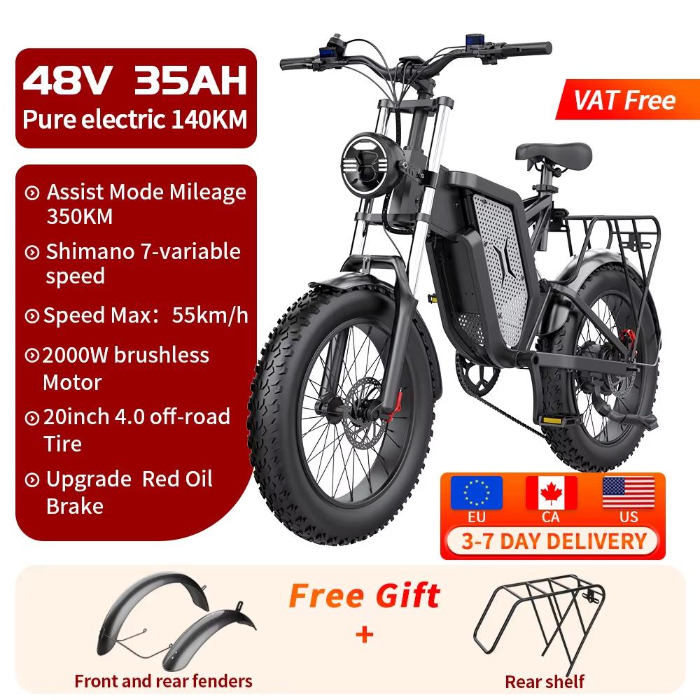 Elektrické kolo EKX X20 Horský moped Ebike 20palcový Fat Tire 2000W 48V 35AH Pánské Silniční EBike Elektrokolo pro dospělé Elektrokola
