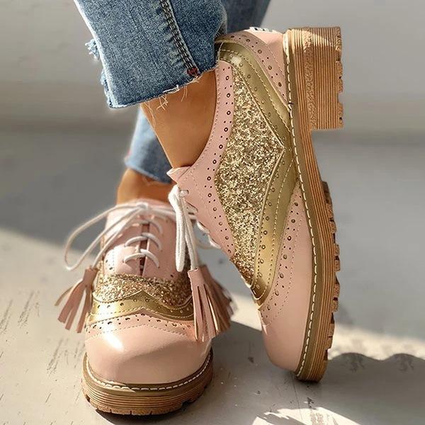 Autumn new large size color matching casual flat-soled single shoes European and American retro women's shoes