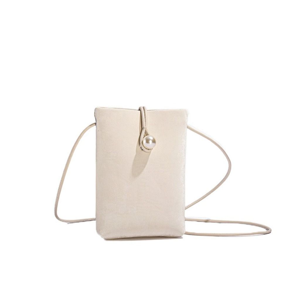 Pu Leather Small Square Bag Pearl Crossbody Bag Simple Shoulder Bag Girls