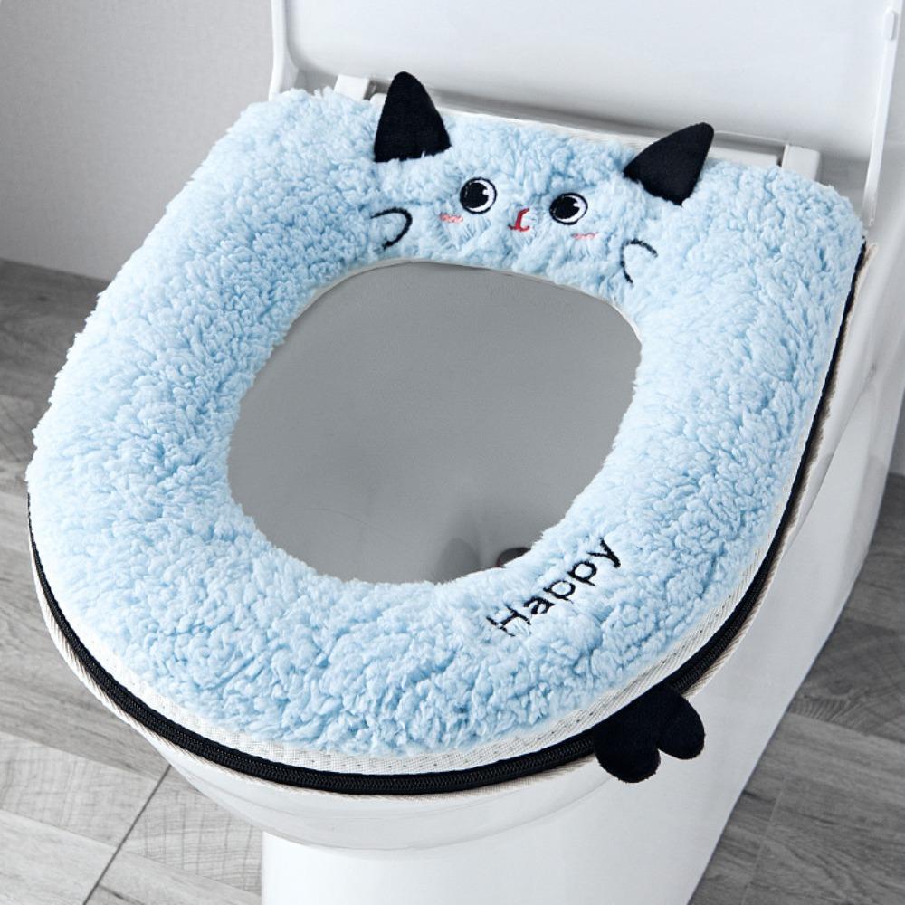 

Warm Universal Toilet Mat Thickened Toilet Seat Cushion Lamb Velvet Toilet Seat Cover Bathroom Use синій