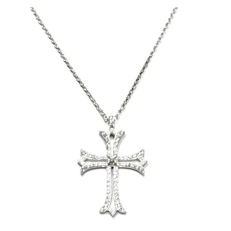 APM Monaco Simple cross shape design, ruthenium sterling silver necklace, same style for men and women, dark gray AC8270XBR
