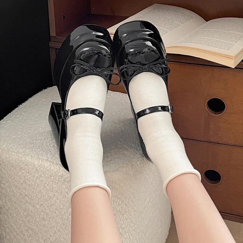 Módní Super Vysoký Podpatek Mary Jane Boty Dámské Retro Kulatá Špička Mělký Výstřih Mašle Platforma Jednopáskové Blokový Podpatek Jednobarevné Lodičky Jednoduché Boty