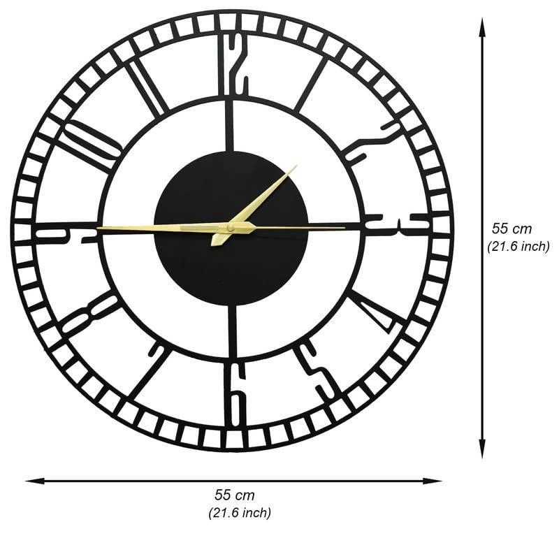 Designer Stylish Metal Wall Clock for Living Room, Bedroom, Office, Kitchen, Home and Hall, Antique Big Size Modern Wall Watch for Home Decor (50 cm)