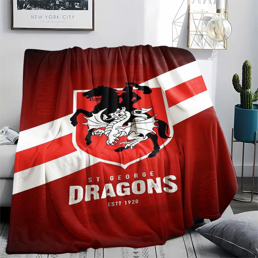1Pc St George Dragons Print Flannel Blanket High Quality Warm Comfortable Cover for All Seasons Perfect for Gifts Home Decor
