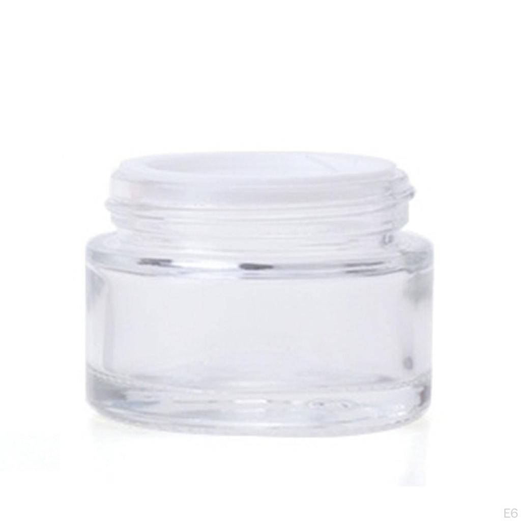 10 Pieces Clear Cosmetic Glass Jar Cream Container Pot for Skin Care Eye Shadow Remover Creams