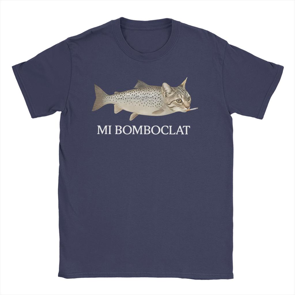 Bomboclat Fish Cat Meme  Men Women T Shirt Funny Fisher  Casual Tee Shirt Short Sleeve Round Neck T-Shirts 100% Cotton Clothing