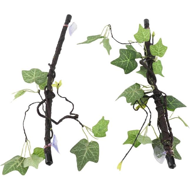 Reptile Corner Branch, 2 Pcs Plastic Strong Durable Imitation Bendable Jungle Climbing Vine Suction Cup Design Flexible Terrarium Plant Decoration