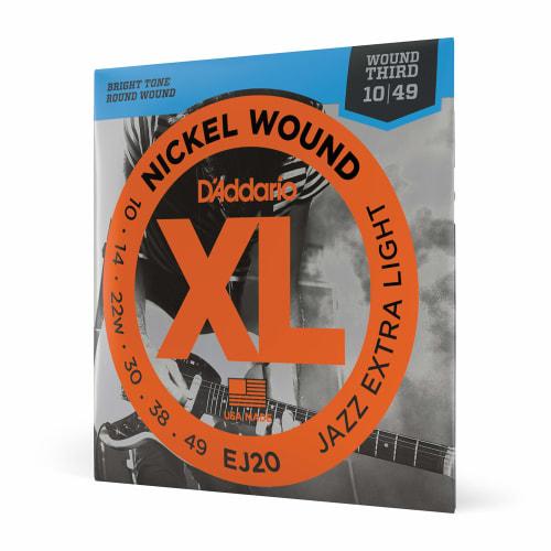 

D Addario Electric Guitar Strings, XL Nickel, .010-.049, Jazz Extra Light, EJ20