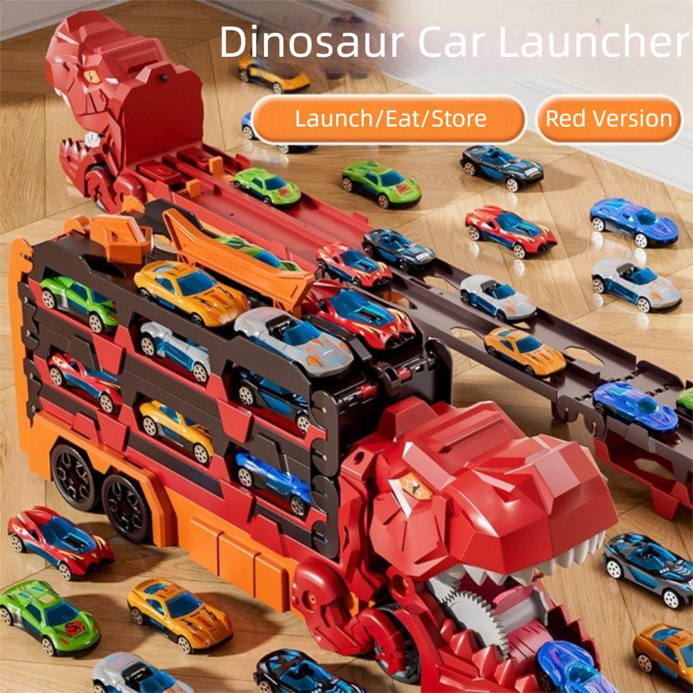 Foldable Track Dinosaur Foldable Truck Toy Transforming Molded Racing Cars Dinosaur Transport Truck Toys Metal Mini Cars