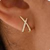 Simple Fashion  Color Zircon Cross Stud Earrings For Women Girls Korean Dainty Lady Earrings Jewelry Wedding Party Gifts