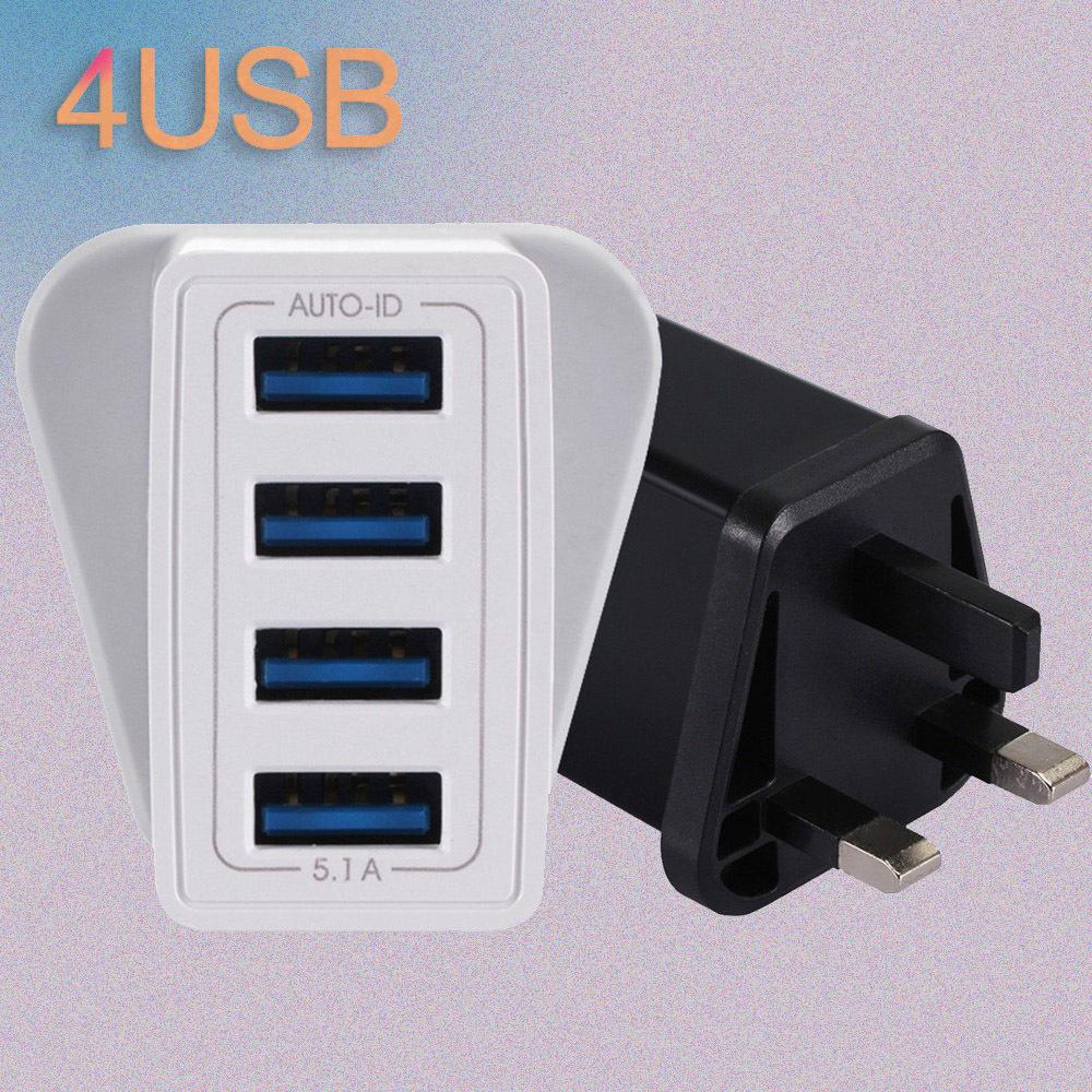 

Luminous 4-USB Travel Charger for Phone & Tablet UK Black