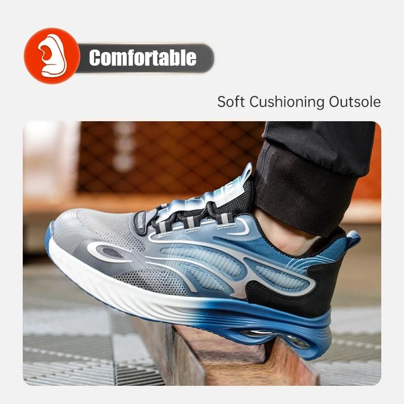 Fashion Air Cushion Work Safety Shoes For Men Breathable Work Sneakers Man Steel Toe Shoes Women Anti-puncture Safety Protective Shoes