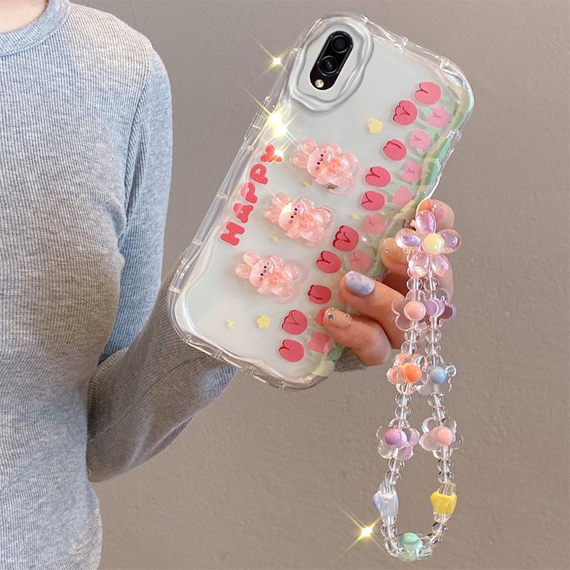 Samsung A20, M02, A03, A52S Silicone Case: Cute Cartoon Doll Design, Anti-Fall, Flower Bracelet for Women