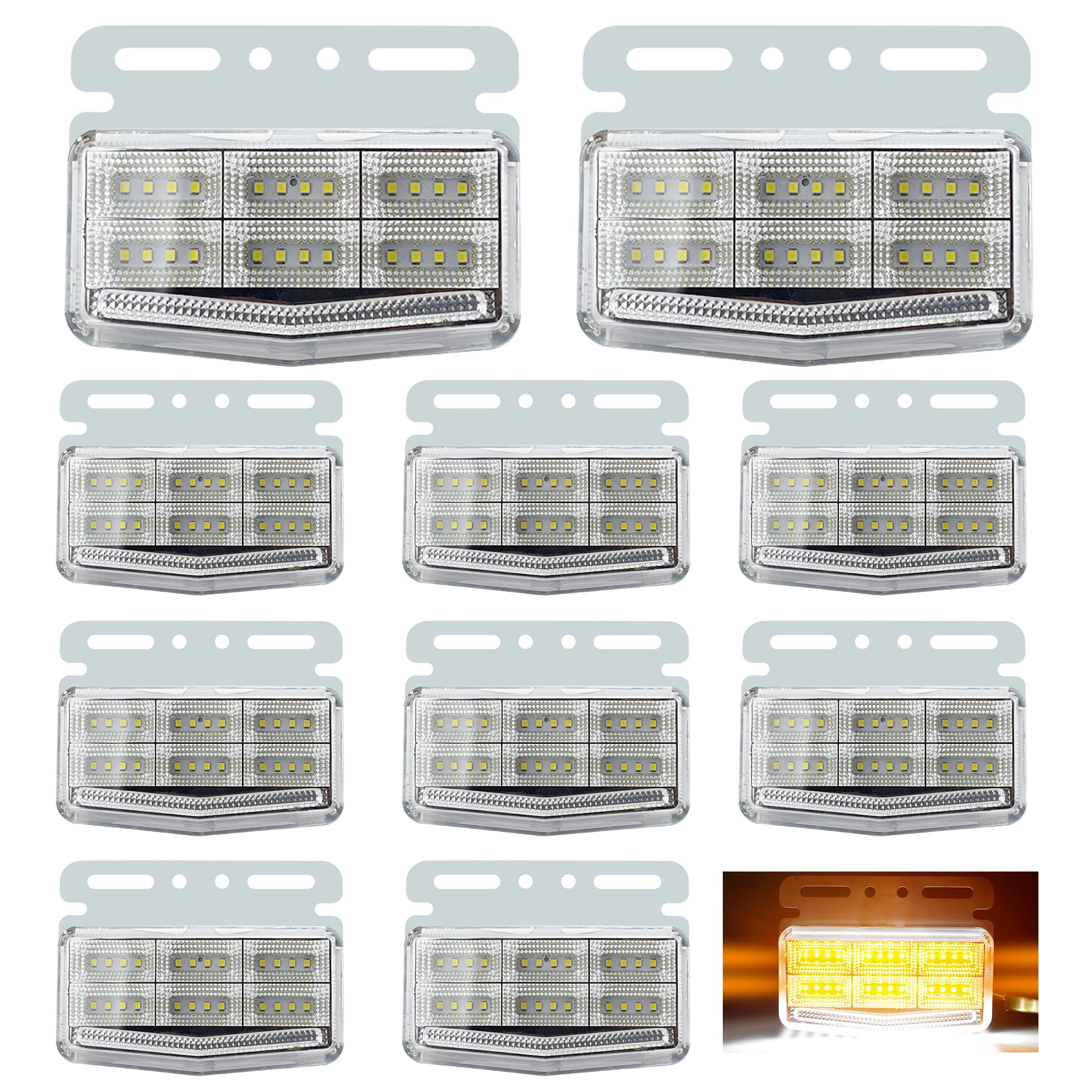 

Lezalic LED Truck Side Marker Waterproof and 42 Custom High-Brightness Lights, 24V, 10-Pack, Dustproof, LEDs, 4-Sided Illumination, Dress-Up (Amber) янтарь