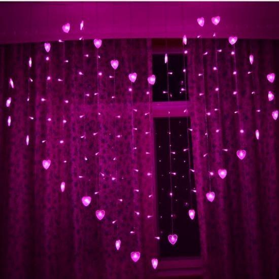 Plug Usukeu 128 Led Heartshape Fairy String Curtain Light Wedding Party Home Decoration
