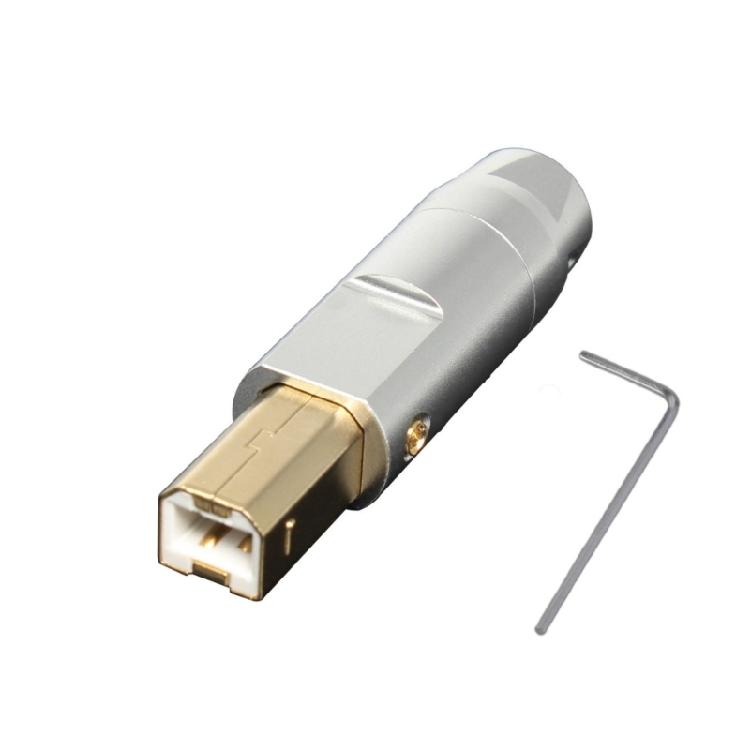 Gold-Plated USB B-Type Plug 6mm Hole Connector Shell with Aluminum Alloy Durability For Printer Data Cable Solution