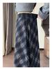 New Autumn/Winter Plus-Size Plaid Wool A-Line Midi Skirt for Women with Slimming Wide Hem
