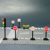 Moc City Road Traffic Signs Building Blocks Toys Street Traffic Blocks Classic City Road Sign Warning Board Bricks Toy Parts