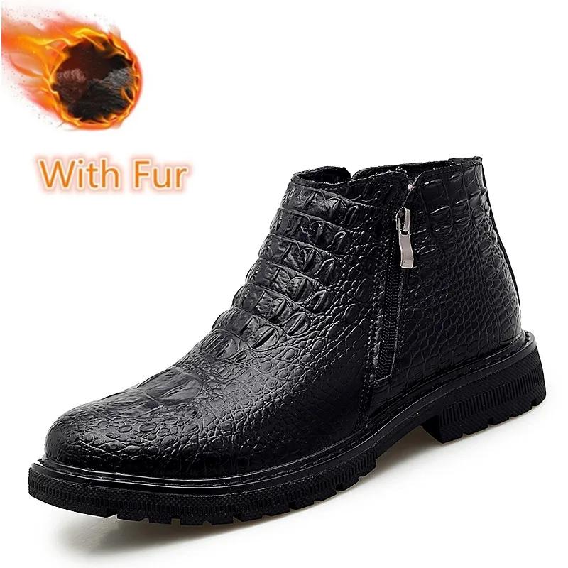 Fashion Versatile Men Boots Leather Comfort Versatile Boots Men Winter Ankle Lightweight Shoes Mens Casual Men Winter Plush Snow Boots