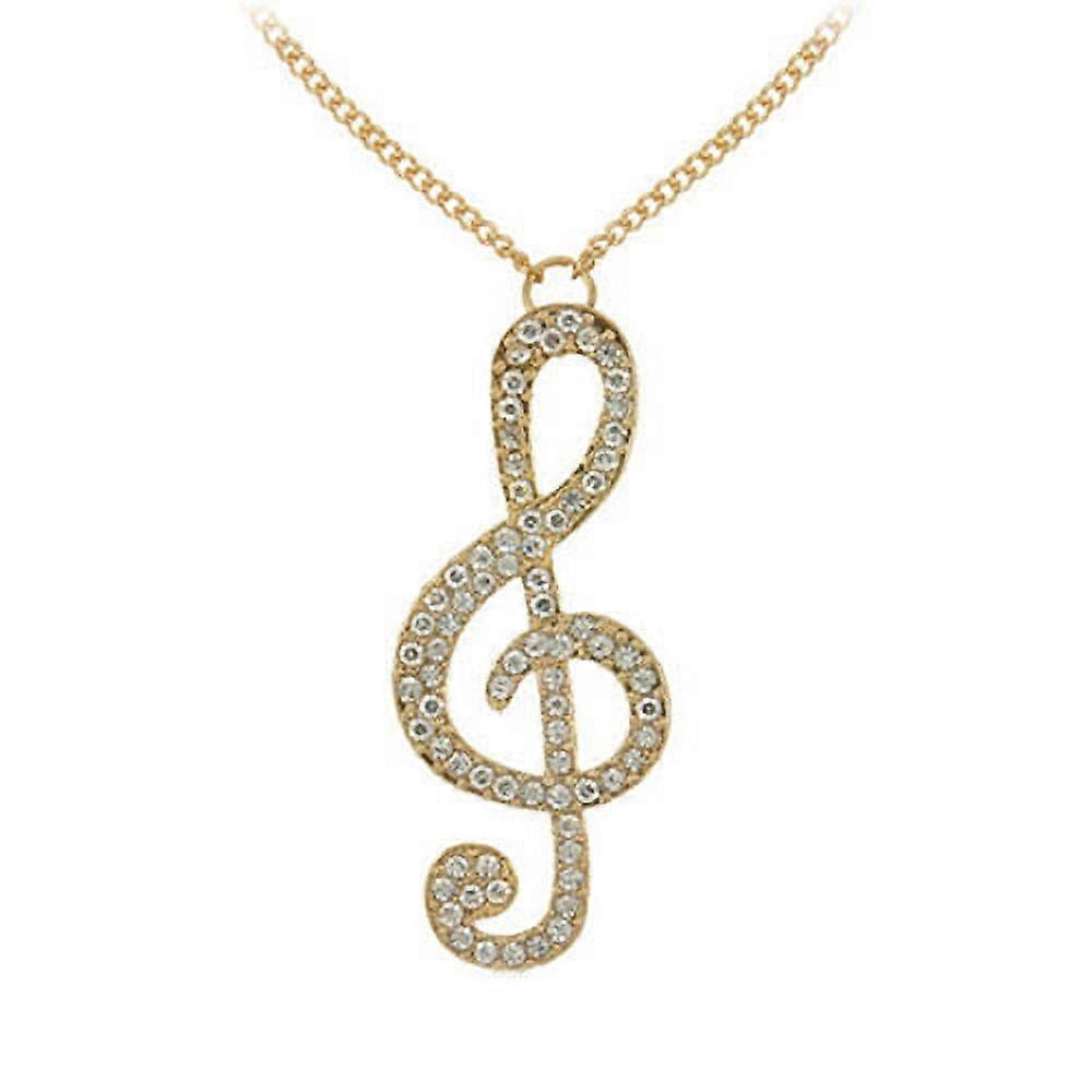 harmtty Fashion Women Fully Rhinestone Music Note Pendant Long Chain Sweater Necklace,Silver