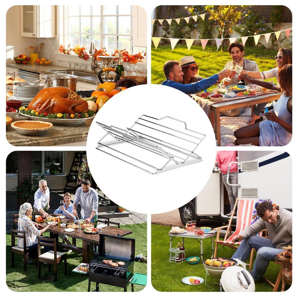 Truthahn-Bratgestell, Universelles Rippen-Bratgestell, V-förmiges Grillgestell, Faltbarer Hähnchenschenkelhalter
