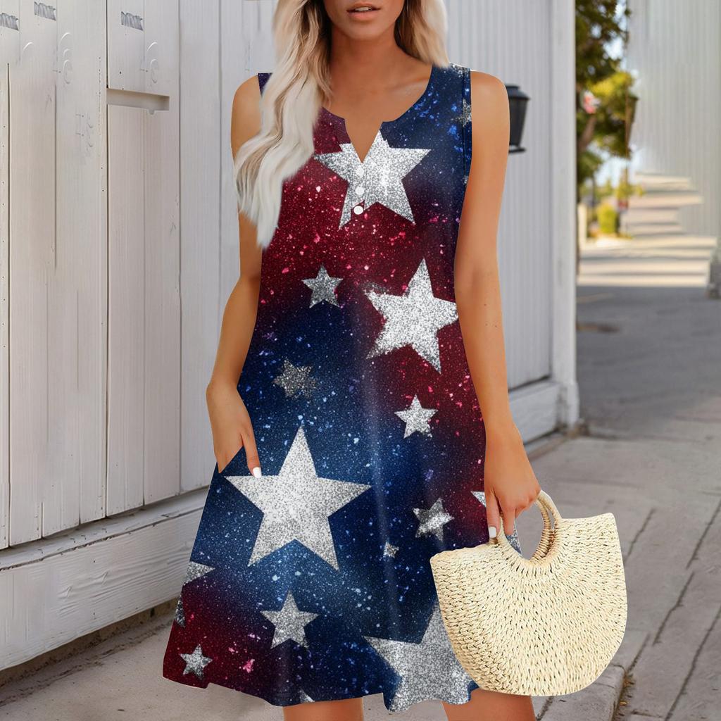 Women's Fashionable Casual Independence Day Print Dress
