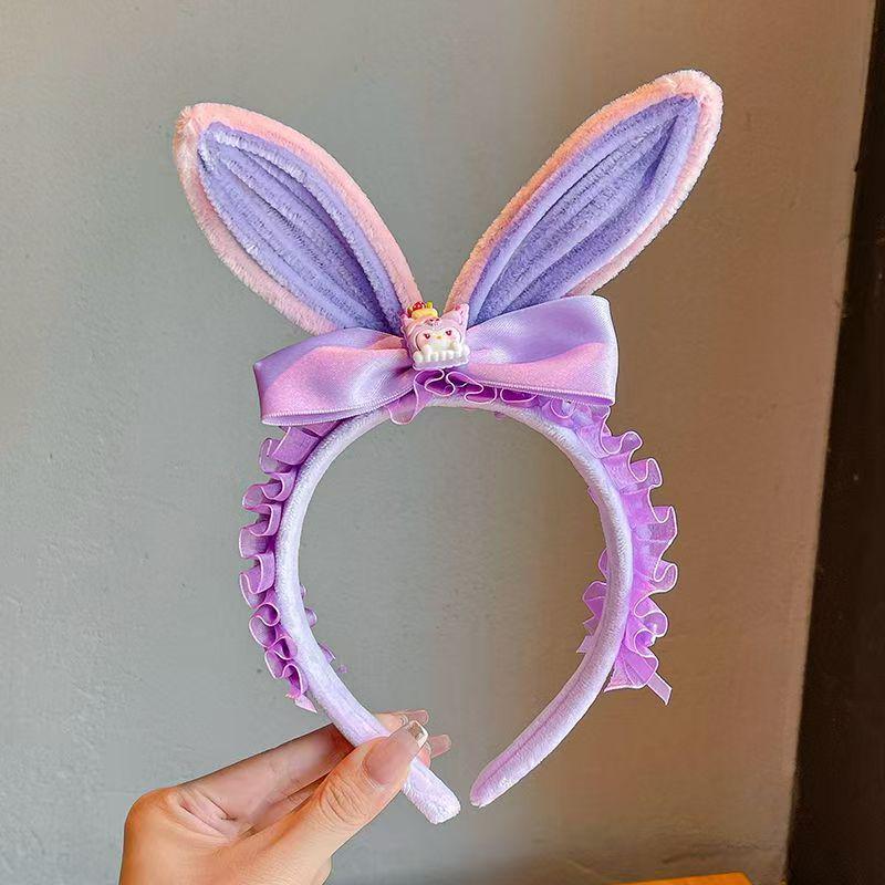 Kuromi Purple Plush Headband for Kids 2025 - Twist Stick Pompom with Bow and Lace Edge