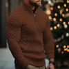 Men's  Fashion  Knitting  Pullover  Long Sleeves  Loose  Flip Collar  Sweater