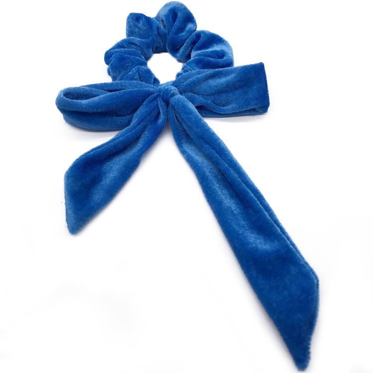 Korean Velvet Bow & Ribbon Swallowtail Scrunchie for Women