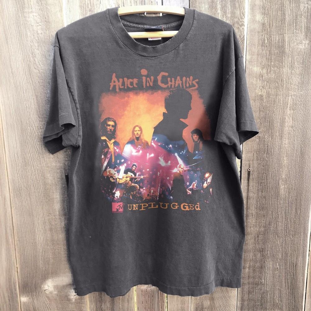 HOT Alice In Chains MTV Unplugged Charcoal TShirt Retro Style Rock Grunge Band Unisex T-Shirt XXXXL