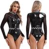 Dame Sjakkbrett Racer Bil Halloween Cosplay Speed ​​Racer Driver Bodysuit Sjakkbrett Lær Trikot Jumpsuit Sexy Uniform