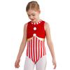 Girls Candy Cane Costume Sleeveless Stripes Sequins Bodysuit Figure Skating Jumpsuit Christmas Party Outfit