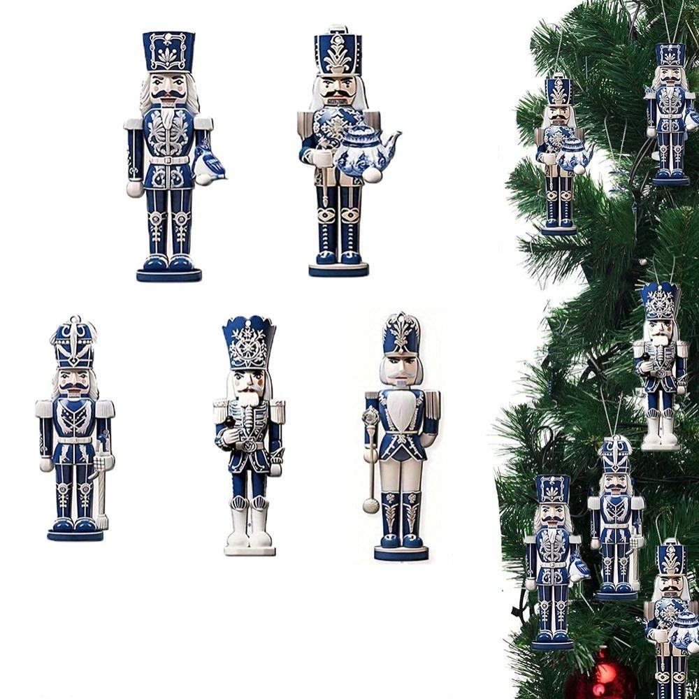 12/24Pcs Wooden Nutcracker Soldier Pendant Mixed Style Christmas Home Decoration New Year