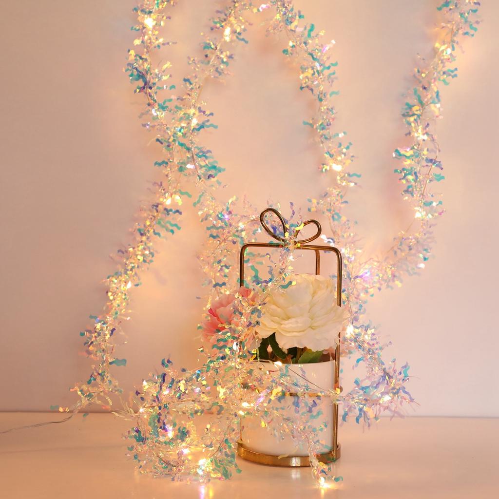 Christmas Iridescent Artificial Madder Colorful Foil Tassel Garland Christmas Tree Wedding Birthday Party Home Decor Supplies