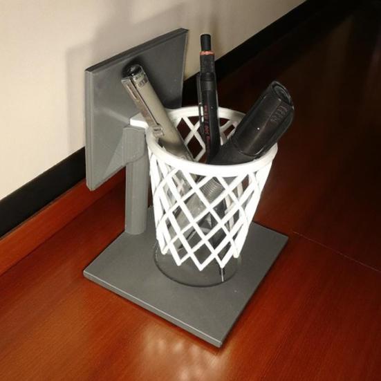 Basketball Stand Pen Holder Basketball Hoop Plastic Mesh Wire Pencil Cup Desk Pen Organizer for Office School Home Supplies