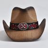Słomkowe Kapelusze w Stylu Zachodnim dla Mężczyzn Kobiet Vintage Zwijane Brzegi Kapelusz Cowgirl Jazzowy Letni Plażowy Kapelusz Przeciwsłoneczny Sombrero Homebre