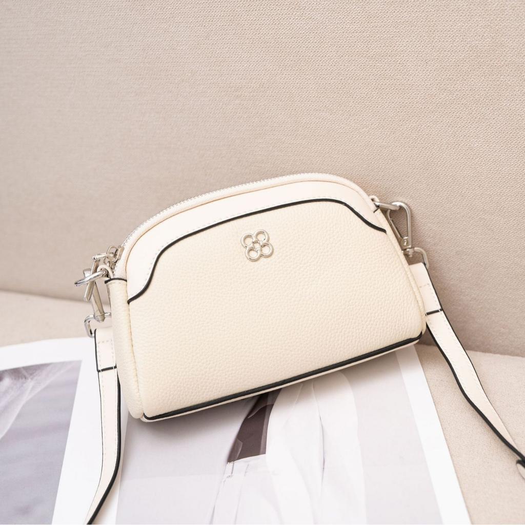 Cowhide Niche Versatile Women's Bag Shoulder Messenger Bag Simple and Fashionable Women's Bag Zipper Small Shell