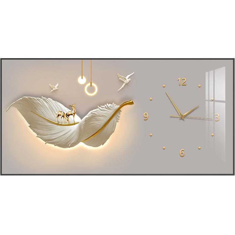 

Легкие Роскошные Ресторанные Часы Настенные Часы Модные Бесшумные Часы Перо Новый Дом Гостиная Фоновая Стена Подвесные Часы auspicious flying feather D