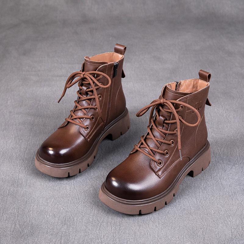 

Ботинки Мартин из первого слоя коровьей кожи для женской осени и зимы 2025 года, новые, в стиле ретро, на шнуровке, универсальные кожаные резиновые короткие ботинки для детей 40