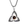 Trinity Knot Womens Necklace for Mens Stainless Steel Tiger Eye Stone Irish Celtic Lucky Charm Necklace