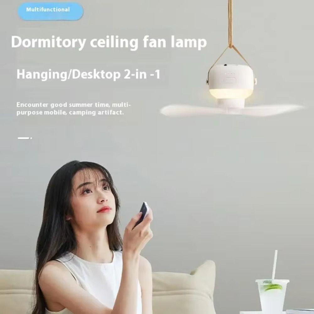 Rechargeable Electric Portable Ceiling Fan LED Lighting Hanging Tripod Fan Outdoor Activities