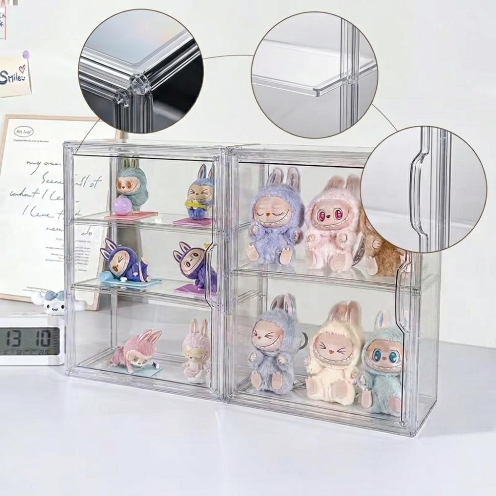 Transparent Storage Box with Partition Dustproof and Moisture-resistant Acrylic Display Case Organizer Box for Figure Display