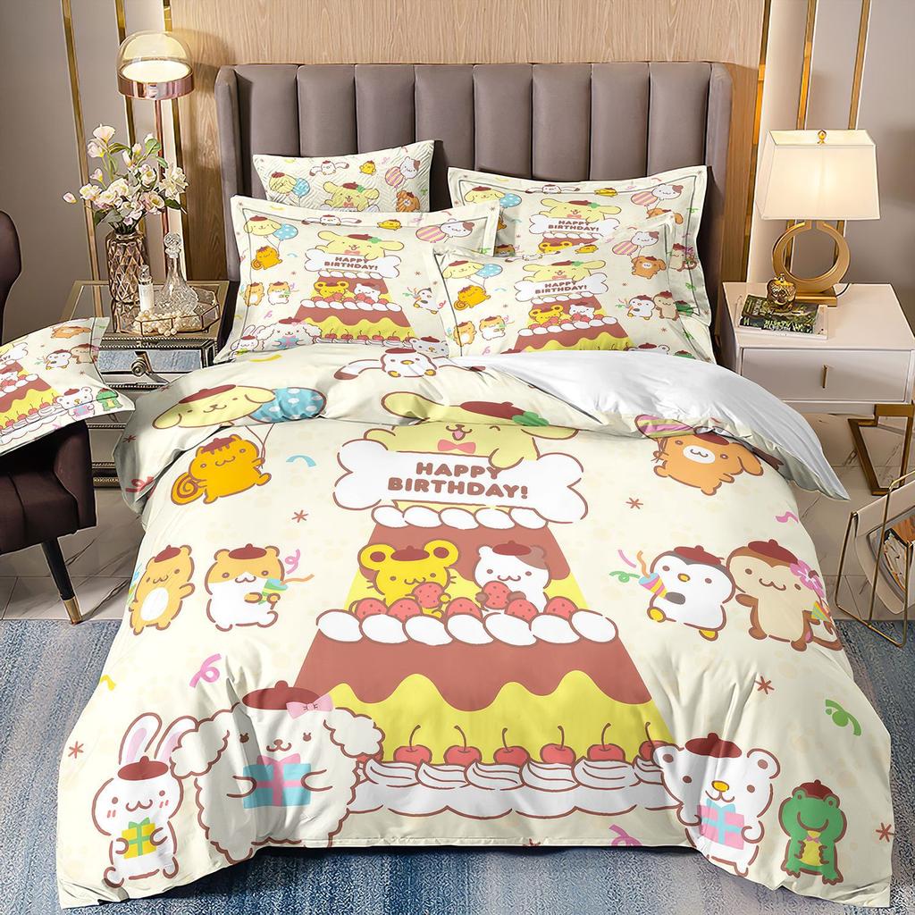 3D Digital Printing Cartoon Animation Children'S Bedding Pudding Dog Three-Piece Set