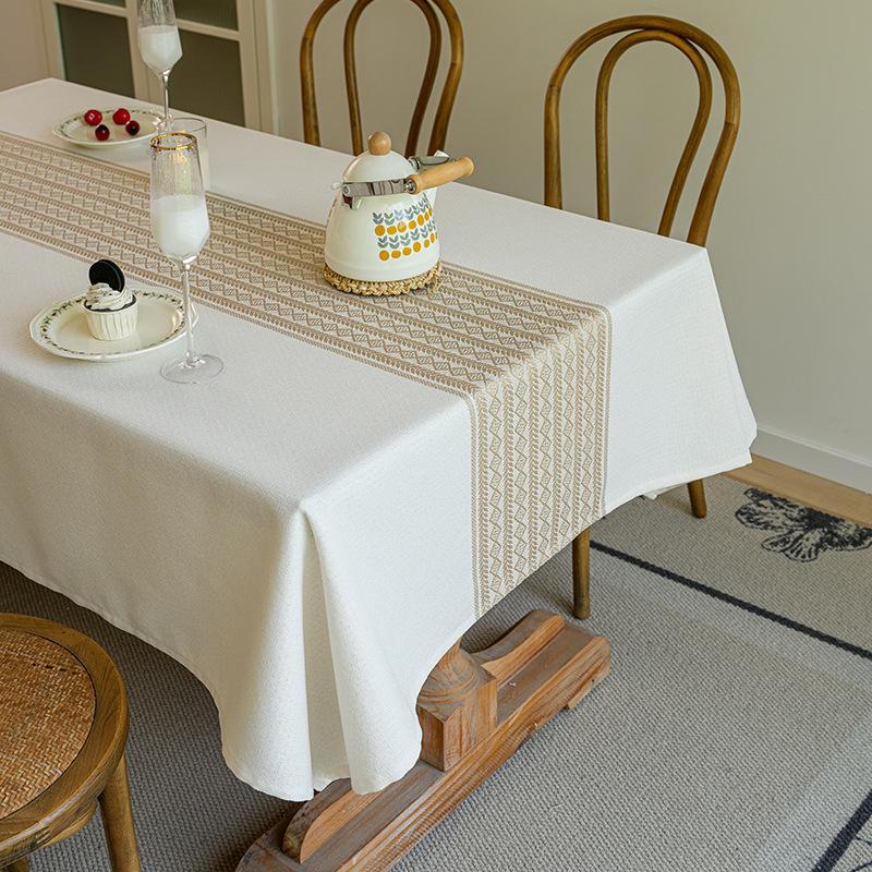 Nordic Style Imitation Cotton Linen Fabric Tablecloth Waterproof Oil Proof Table Cloth Tea TableCover Cloth Rectangular Thermal Insulation Tablecloths
