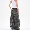 Jeans Cargo Unisex Vestibilità Rilassata Con Stampa Mimetica Strappati Gamba Larga Denim Streetwear