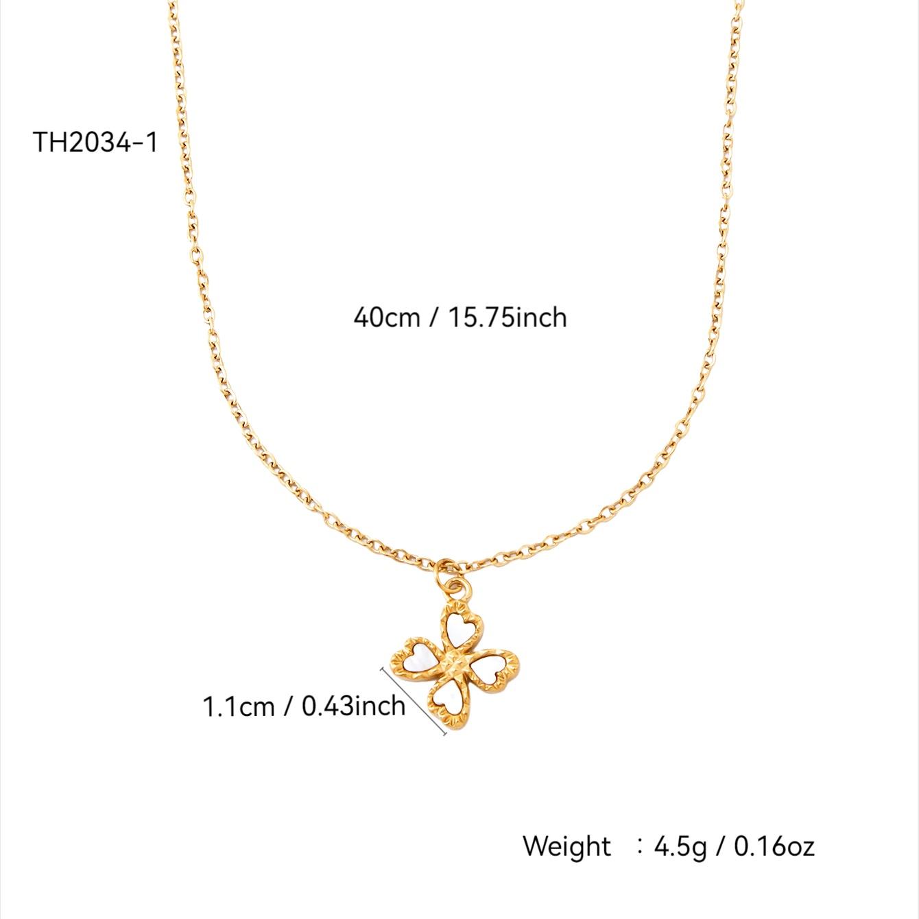 

Модный темперамент Легкая роскошь Нержавеющая сталь Позолота 18 карат Перламутр Четырехлистный клевер Подвеска Ожерелье для женщин