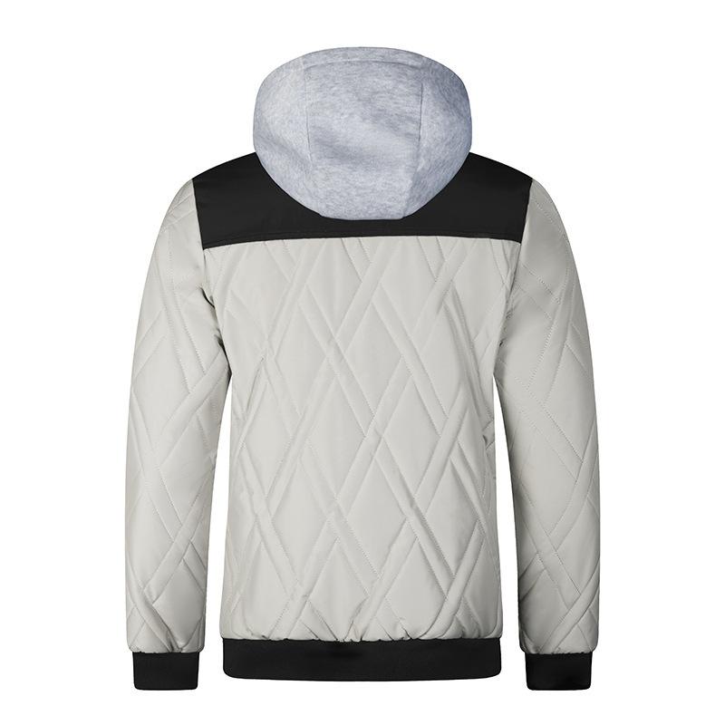 Autumn and Winter New Cotton Clothing Splicing Design Hooded Versatile Outer Wear Casual Sports Simple Warm Jacket Men's Clothing